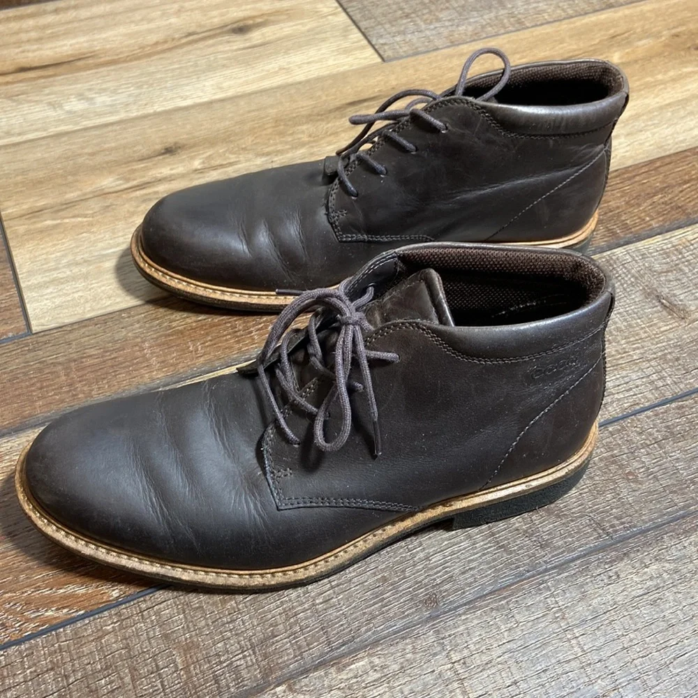 Ecco Coffee Brown Leather Chukka Boots Size EU 40